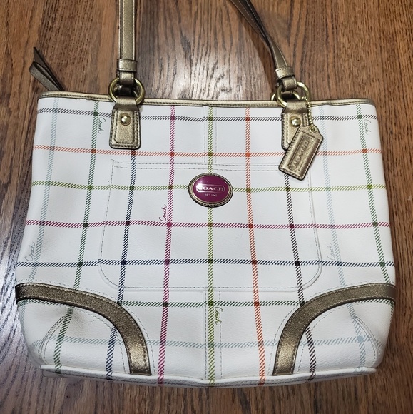Coach Handbags - Coach Plaid Purse & Gold Wristlet